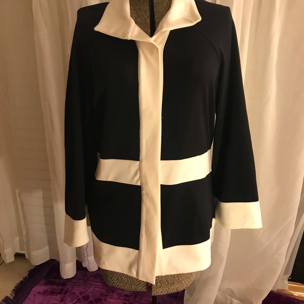Black and White Flared Arm Blouse NWT
